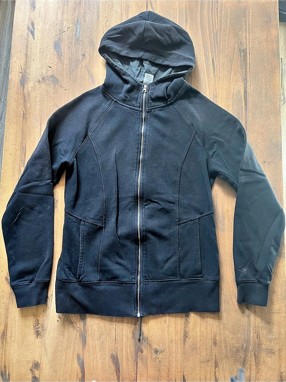 Cotton Blend Champion Black Zip Hoodie Size Small